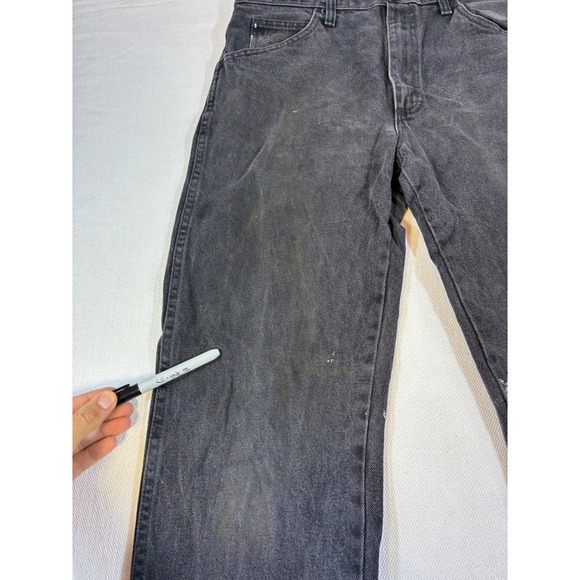 Vintage Rustler Black Jeans Mens 34x34 Straight Leg Distressed Y2K Western - Picture 15 of 16